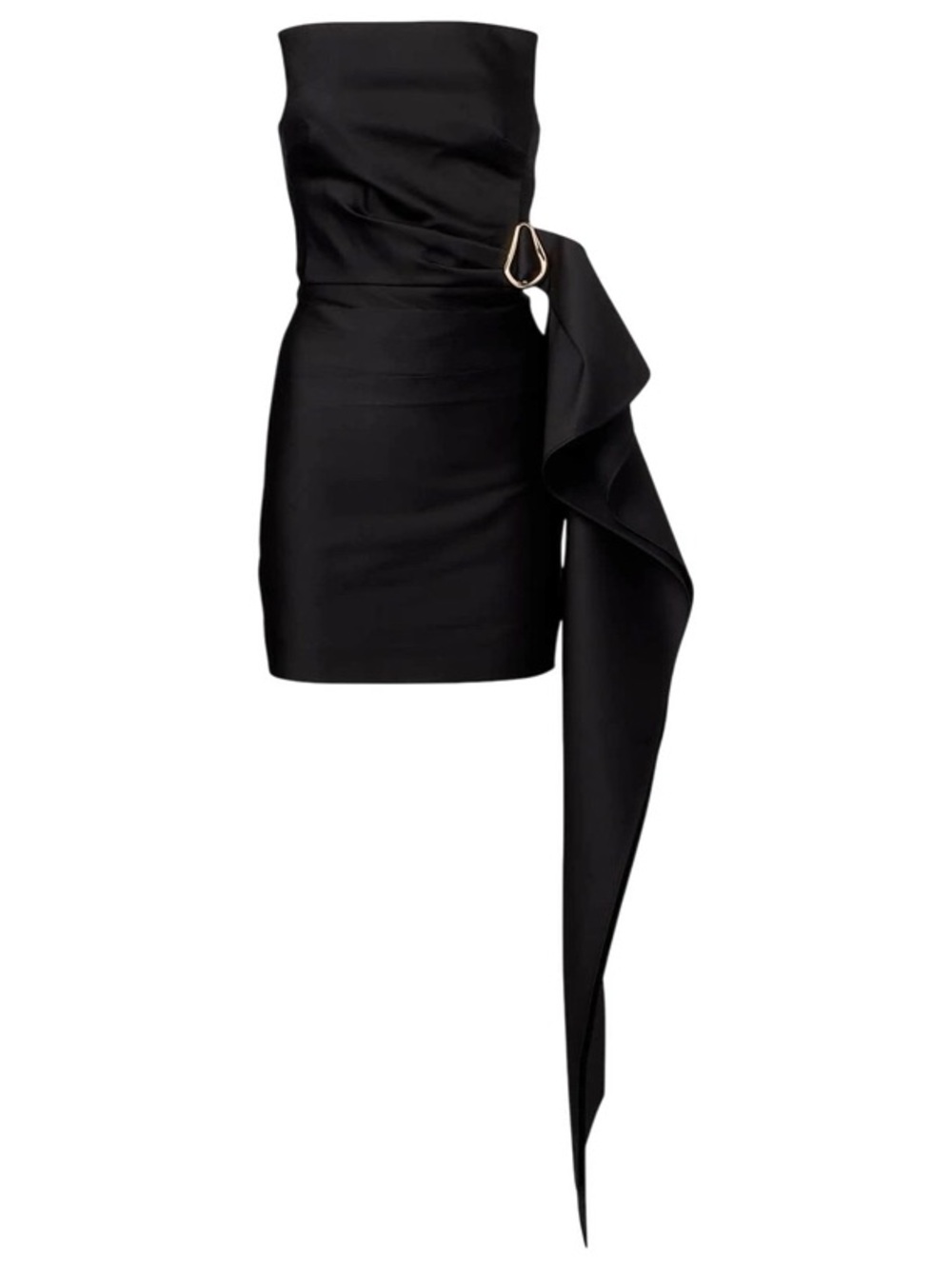 Roland Mouret Black Strapless Mini Dress with Draped Sash
